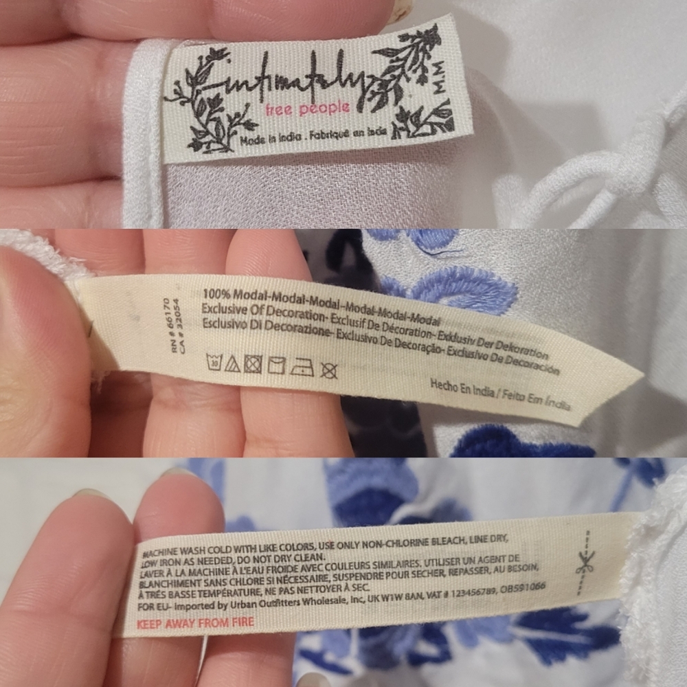 Free People White Dress with Blue Floral Accents - Picture 9 of 9